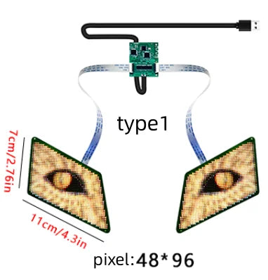 Blinking Eyes LED Display Panel  Eagle Eyes Winking Screen APP Programmable LED Eye Display Sign for Car Backpack Bag LED Screen