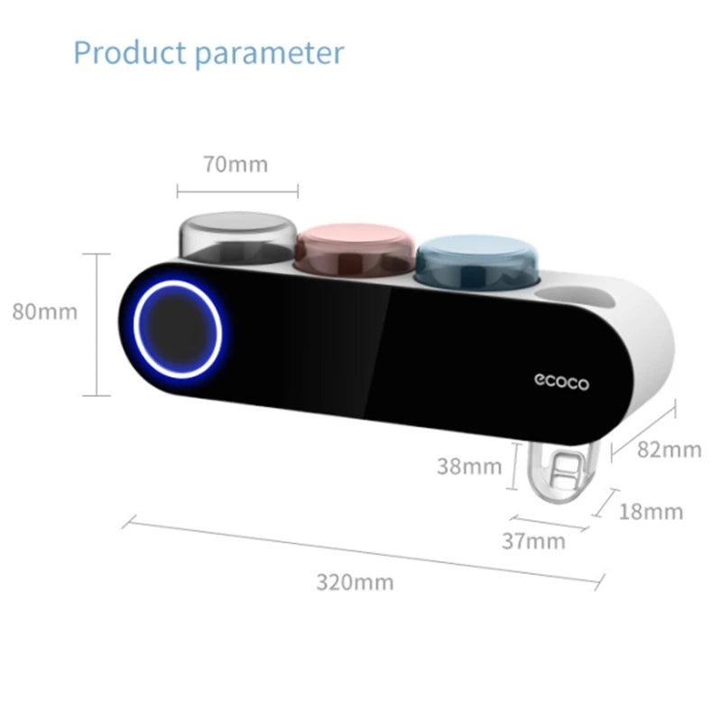 New ECOCO Electric Toothbrush Holder UV Sterilizer Wall-mounted Toothpaste Dispenser Rack Solar USB Charge Bathroom Accessori