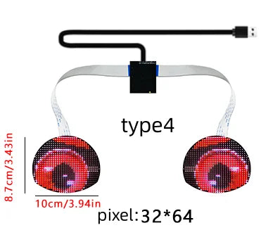 Blinking Eyes LED Display Panel  Eagle Eyes Winking Screen APP Programmable LED Eye Display Sign for Car Backpack Bag LED Screen