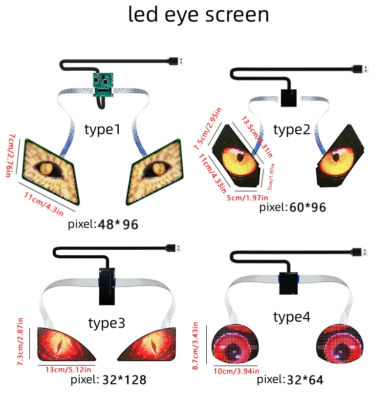 Blinking Eyes LED Display Panel  Eagle Eyes Winking Screen APP Programmable LED Eye Display Sign for Car Backpack Bag LED Screen