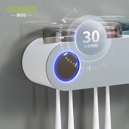 New ECOCO Electric Toothbrush Holder UV Sterilizer Wall-mounted Toothpaste Dispenser Rack Solar USB Charge Bathroom Accessori
