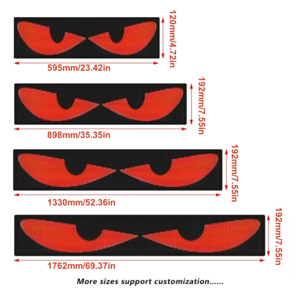 Led Eyes For Windshield Animated Glowing Car Eyes Flex LED Display Programmable Flexible LED Signs LED Screen For Car