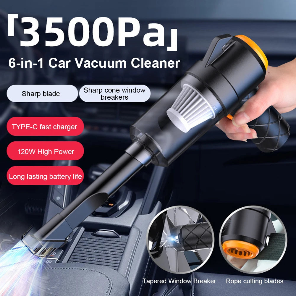6 IN 1 Car Vacuum Cleaner Suction Blow Vaccum Vacum Wireless Home Handheld Charging Portable Mini Small Aspiradora Auto Machine